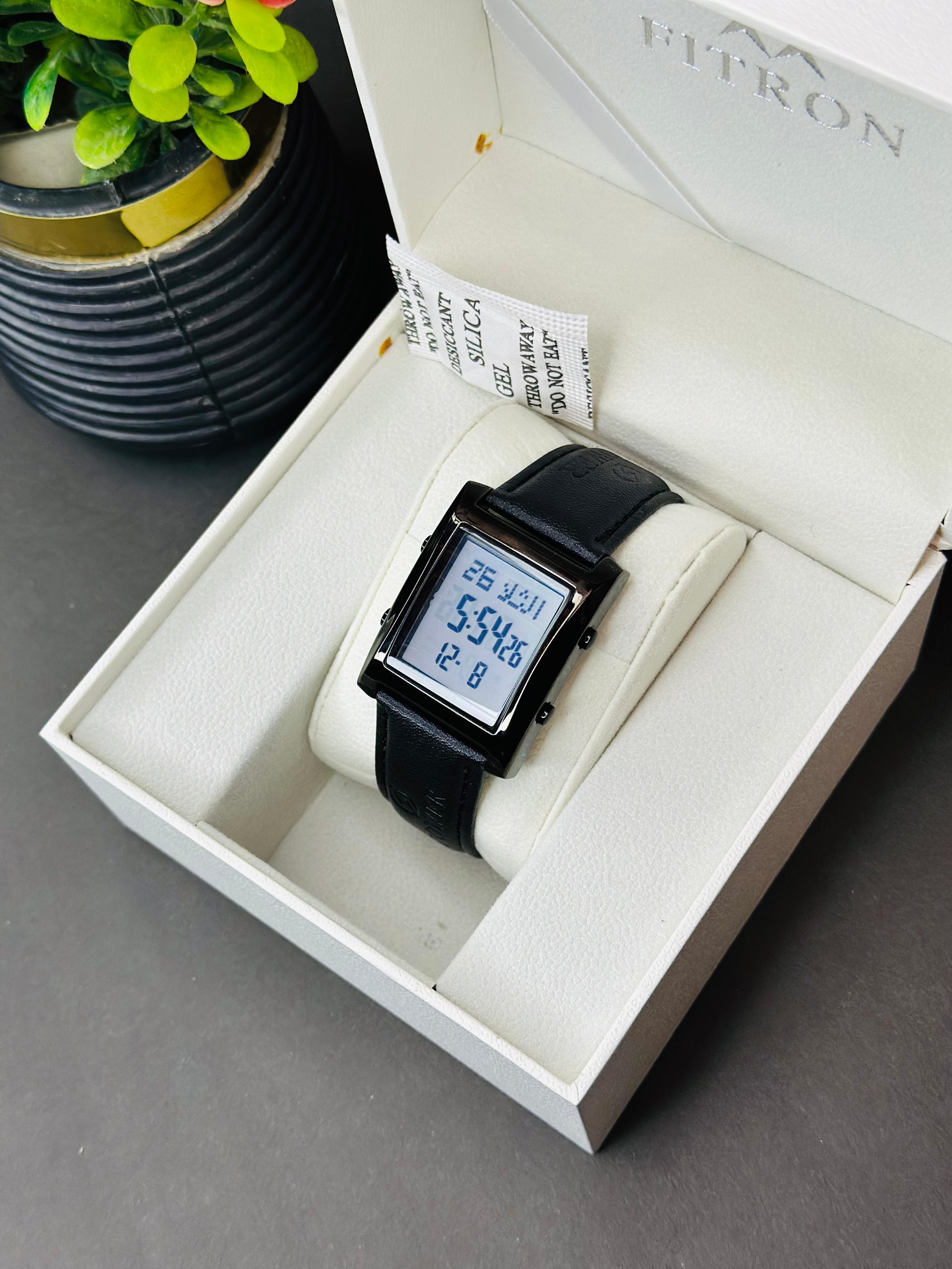 Fitron Digital Leather Strap Watch
