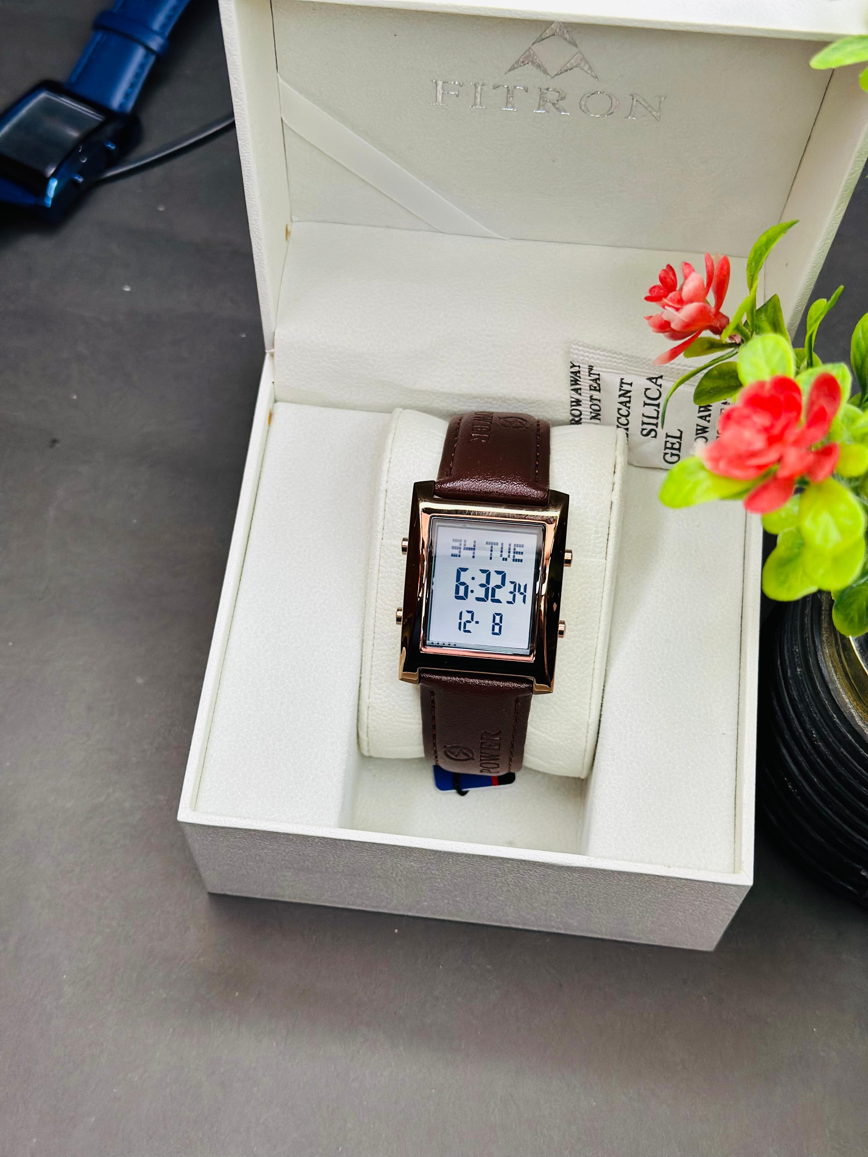 Fitron Digital Leather Strap Watch